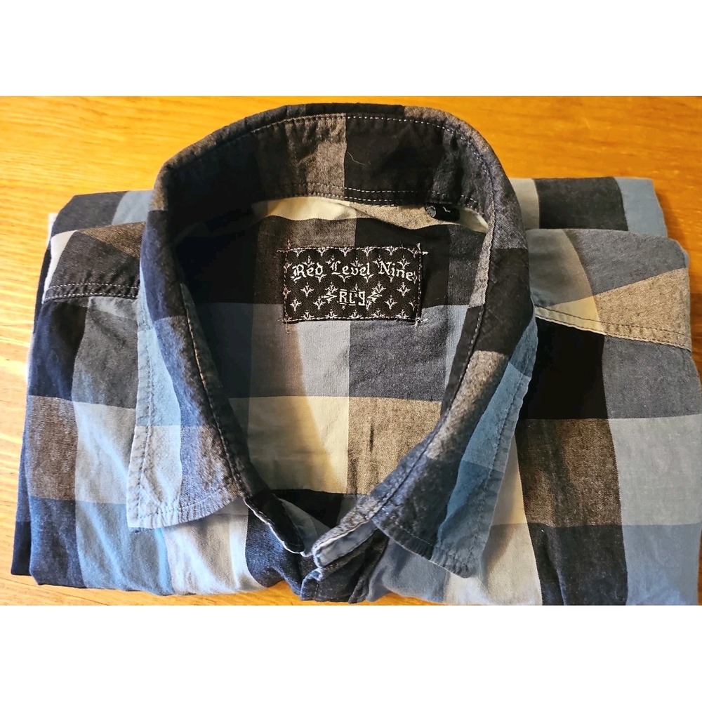 Red Level Nine Men's Blue Plaid Western LARGE Pre-Owned